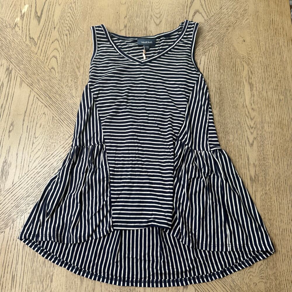 New ModCloth Women’s XXS Navy White Striped High Low Tank Top‎